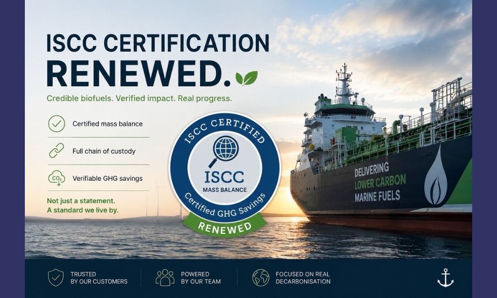 Bunker brokerage Norwegian Energy Trading renews ISCC certification for biofuel trading