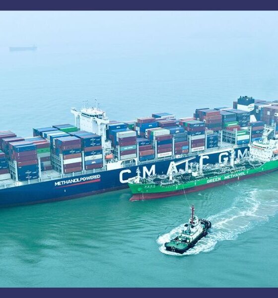 CMA CGM boxship takes on record 8,016 mt of biomethanol bunker fuel in Shanghai