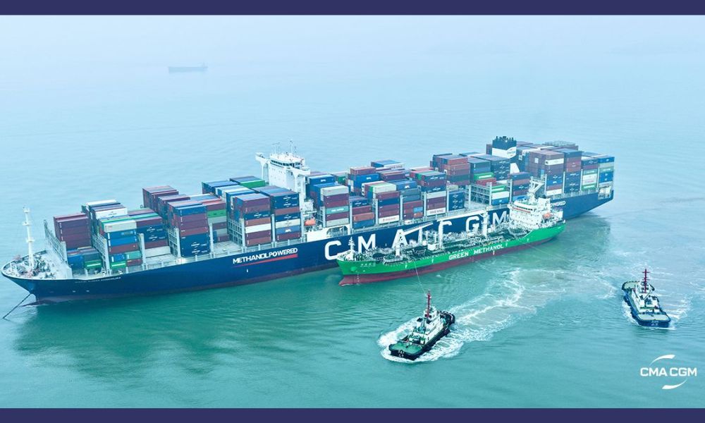 CMA CGM boxship takes on record 8,016 mt of biomethanol bunker fuel in Shanghai