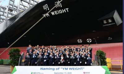 Yang Ming names 15,500 TEU LNG dual-fuel container vessel “YM Weight”